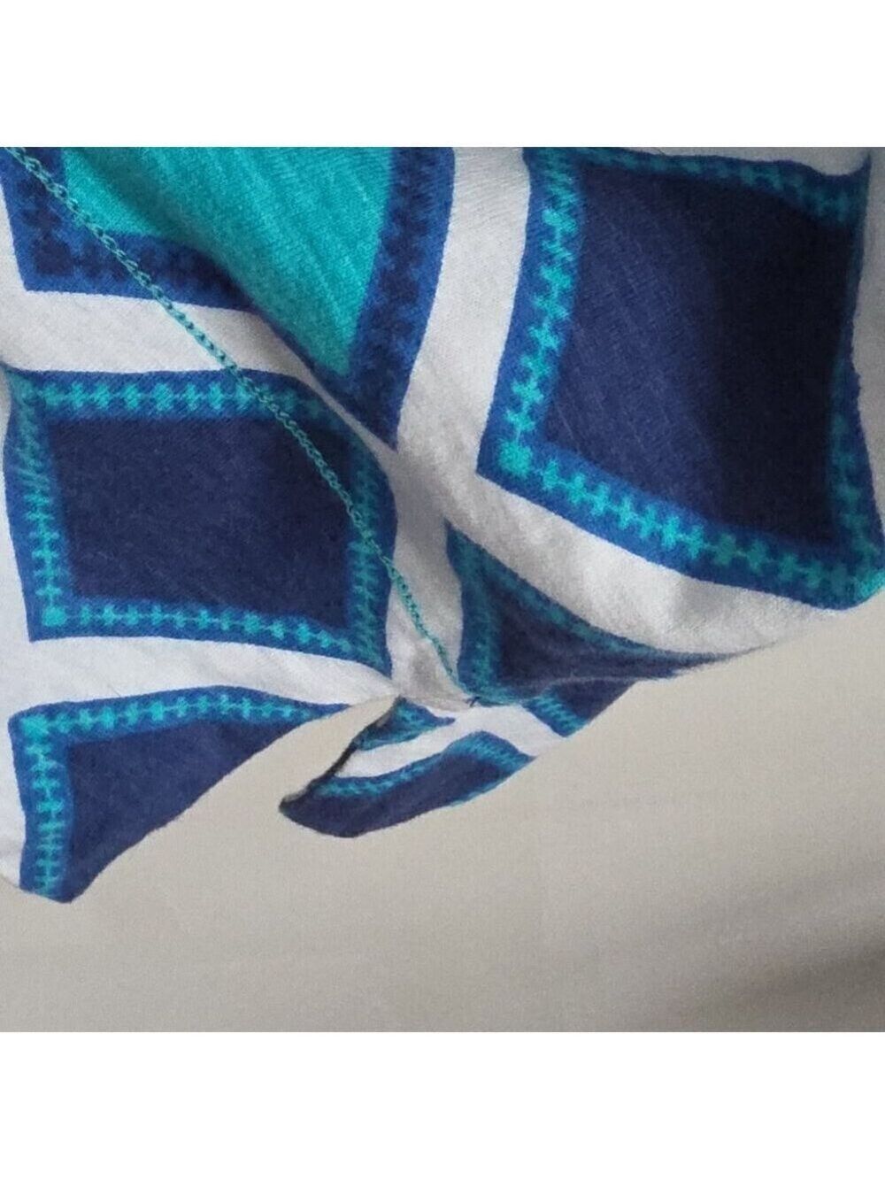 HATLEY | Ripples Crew Neck T-Shirt Dress blue white diamond pattern Sz S - Picture 5 of 8